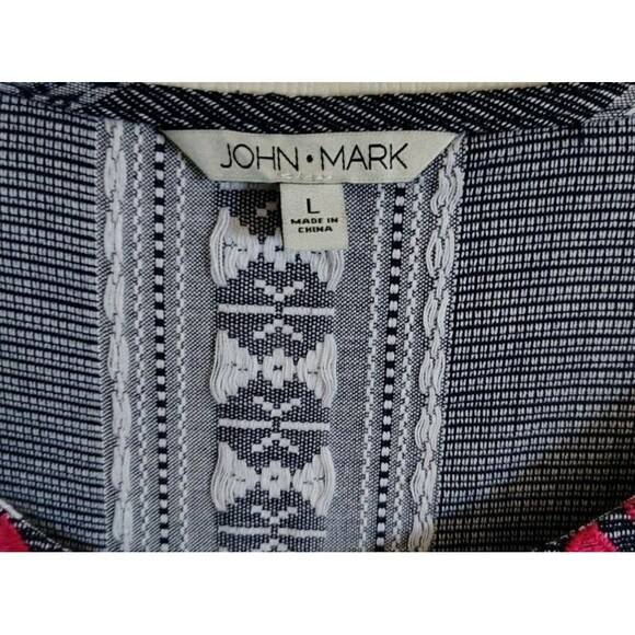 John Mark Dress Size L Embroidered Neck Tie Tier Ruffles 100% Cotton - Picture 2 of 11